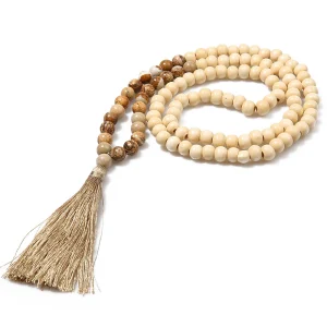 Collier de méditation en bois et pierre naturelle