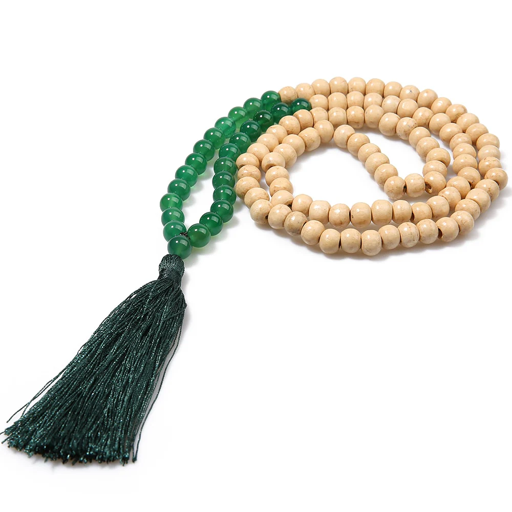 Collier de méditation en bois et pierre naturelle – Image 3