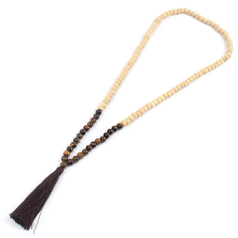 Collier de méditation en bois et pierre naturelle – Image 5